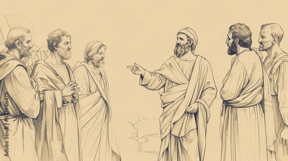 Fototapeta premium John 1: Word, John the Baptist, First Disciples, Jesus as Lamb, Beige Background, Copyspace