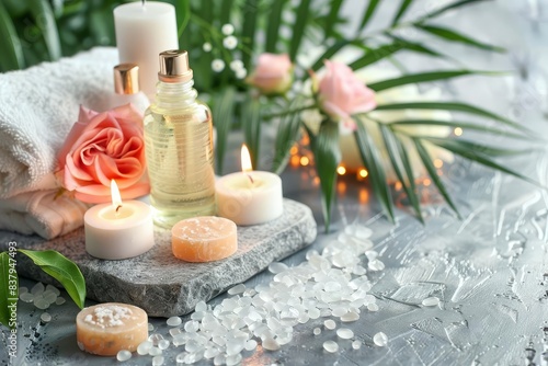 luxurious spa composition with natural products wellness and selfcare concept