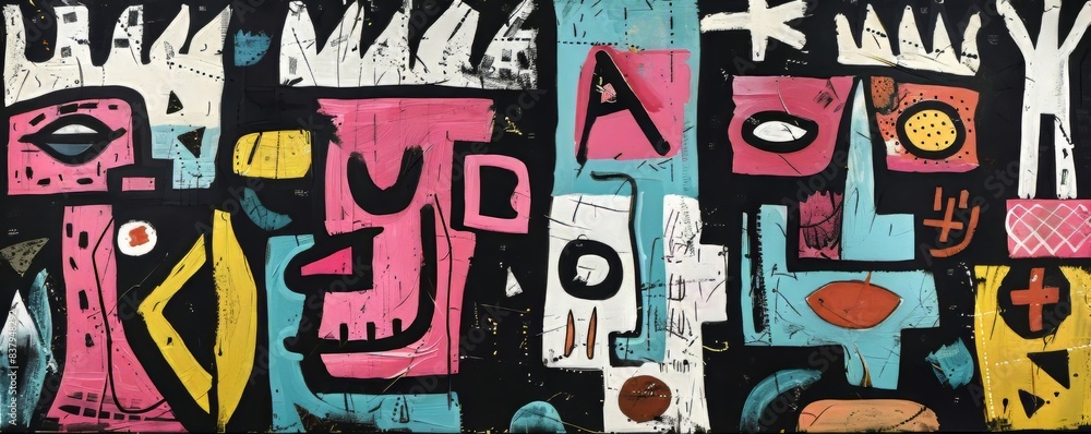Abstract Graffiti Art on Black Background Abstract Graffiti Art on Black Background