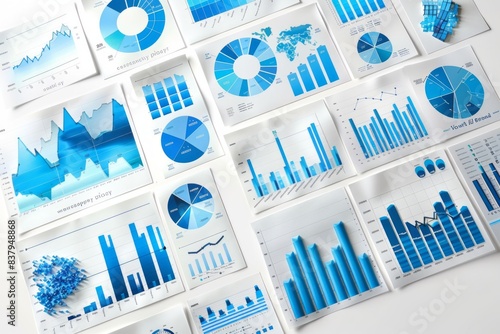 Bluethemed data charts, graphs, and infographics for business analytics, reports, and presentations photo