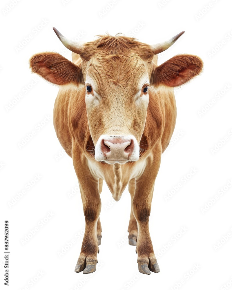 the Domestic Cattle with copy space on right Isolated on white background the Domestic Cattle with copy space on right Isolated on white background