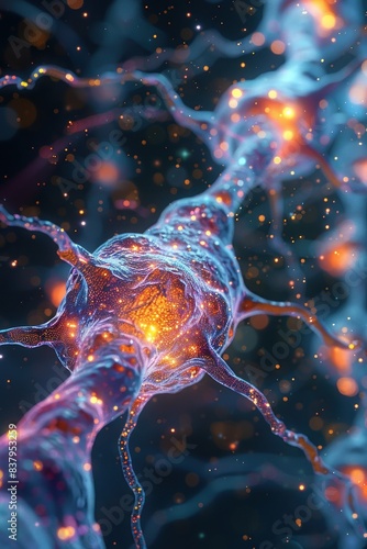 3D Brain Illustration Neurons photo