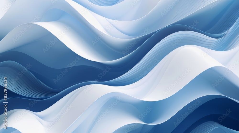 Obraz premium Tranquil Blue and White Wave Abstract Background