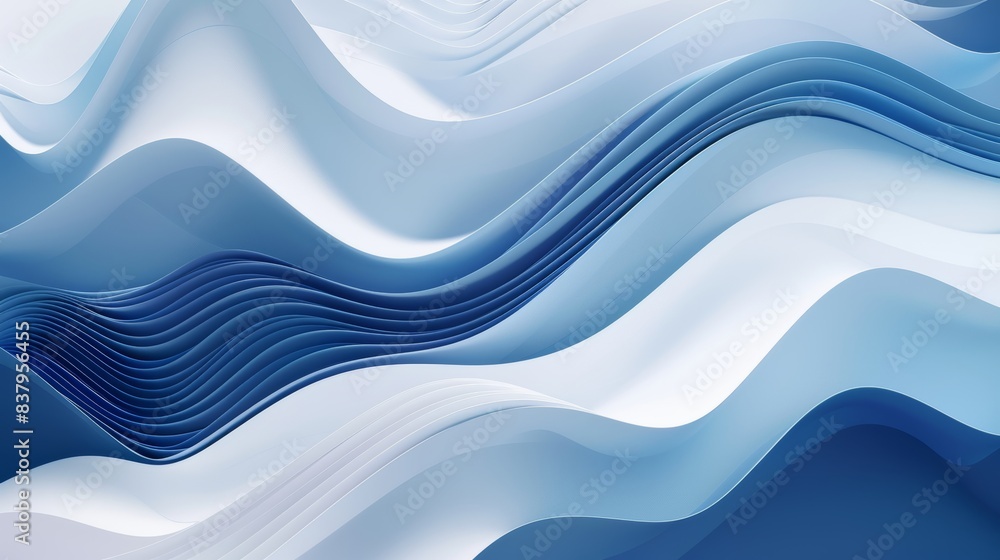 Fototapeta premium Tranquil Blue and White Wave Abstract Background