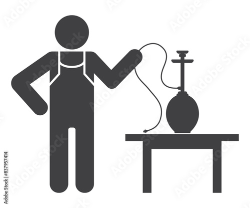 Person man with smoke hookah icon