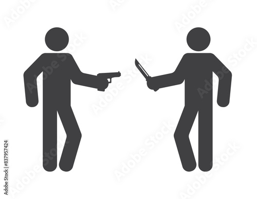 two person with knife and pistol
