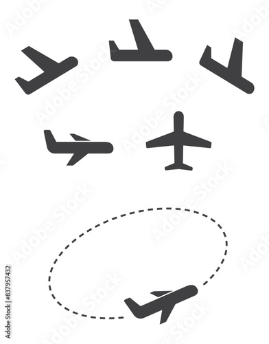 airplane aircraft flying icon set