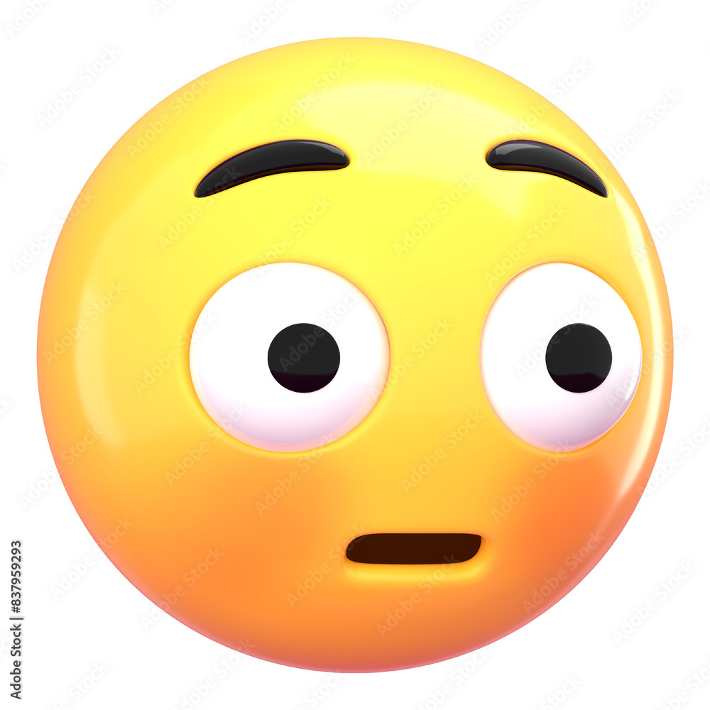 Fototapeta premium PNG 3D flushed face emoticon sticker, transparent background