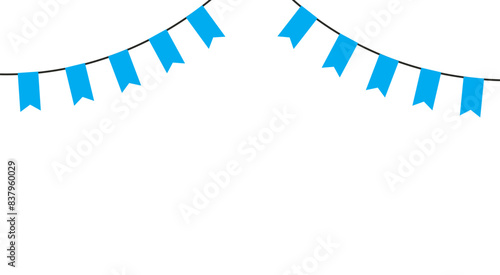 white background for oktoberfest with flying blue flags
