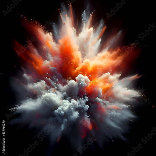 Copper Smoke Burst: A Mesmerizing Abstract Dust Explosion on Black Canvas Featuring Intense and Vibrant Copper Colors - 8000x8000 px photo