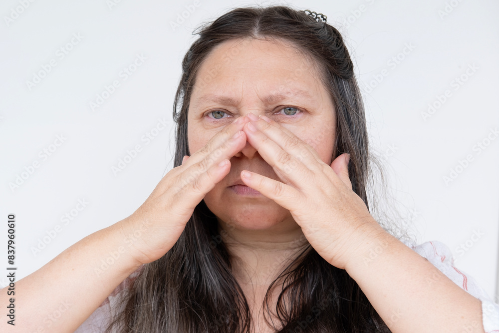 mature woman, 50, feeling unwell, experiencing hot flashes and discomfort from menopause, feminine health issues, aging gracefully mature woman, 50, feeling unwell, experiencing hot flashes and discomfort from menopause, feminine health issues, aging gracefully