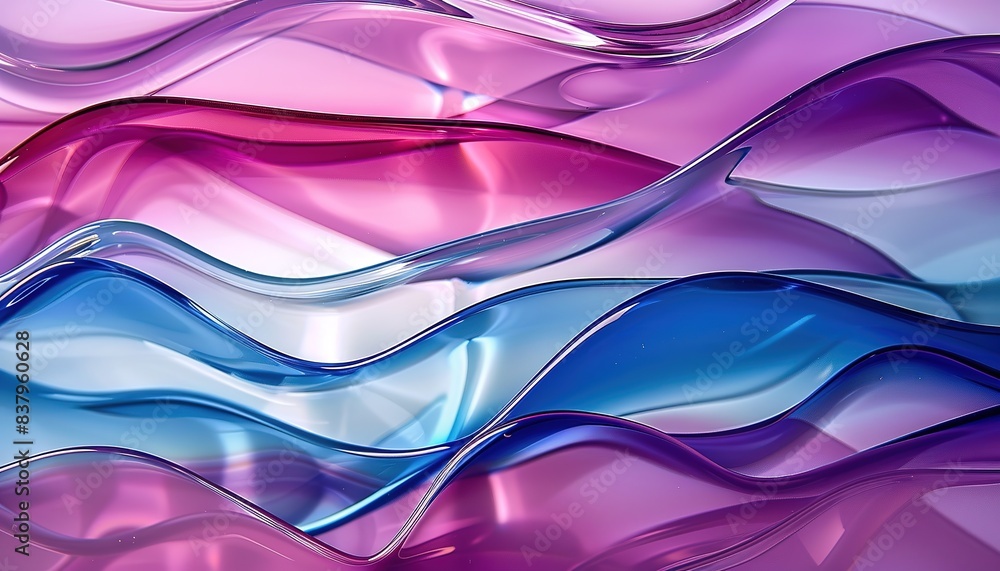 Fototapeta premium Purple Blue glass wavy Abstract Background