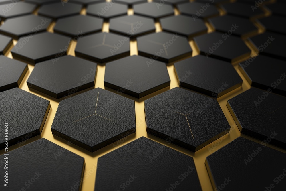 Elegant Black and Gold Hexagonal Tiles Background with Geometric Design Elegant Black and Gold Hexagonal Tiles Background with Geometric Design
