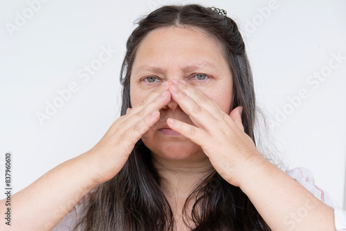 Wallpaper Mural mature woman, 50, feeling unwell, experiencing hot flashes and discomfort from menopause, feminine health issues, aging gracefully Torontodigital.ca