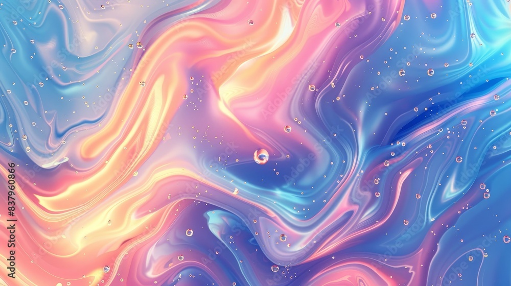Obraz premium Futuristic Ripples, Holographic Fluid Liquid Background