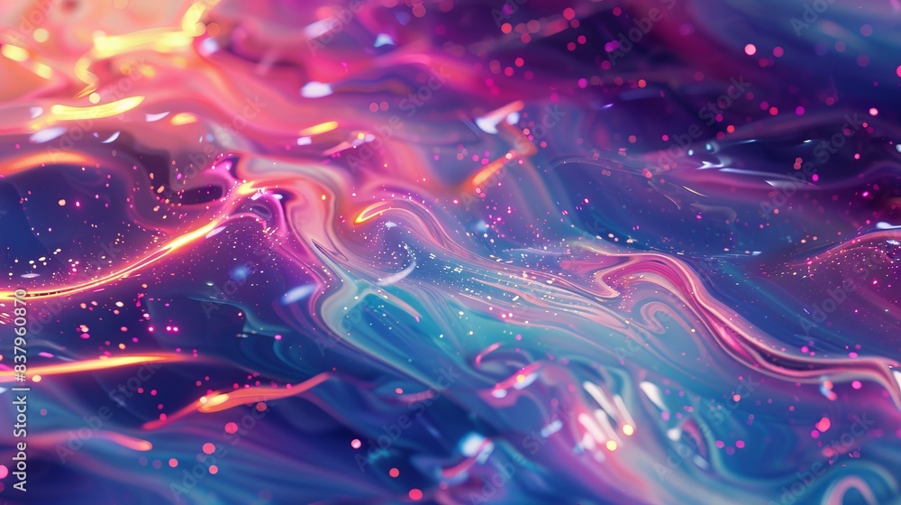 Fototapeta premium Futuristic Ripples, Holographic Fluid Liquid Background