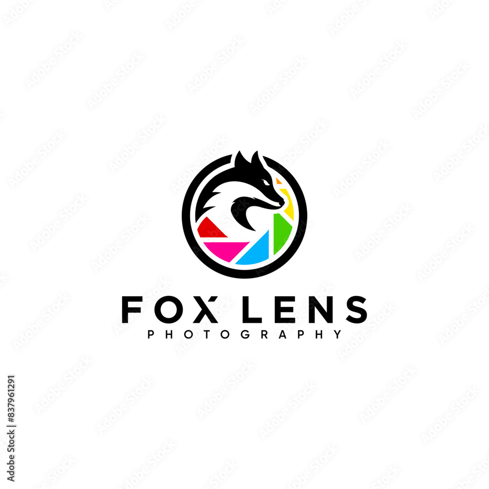 Fototapeta premium CREATIVE LOGO MODERN FOX PHOTOGRAPHY VECTOR ILLUSTRATION