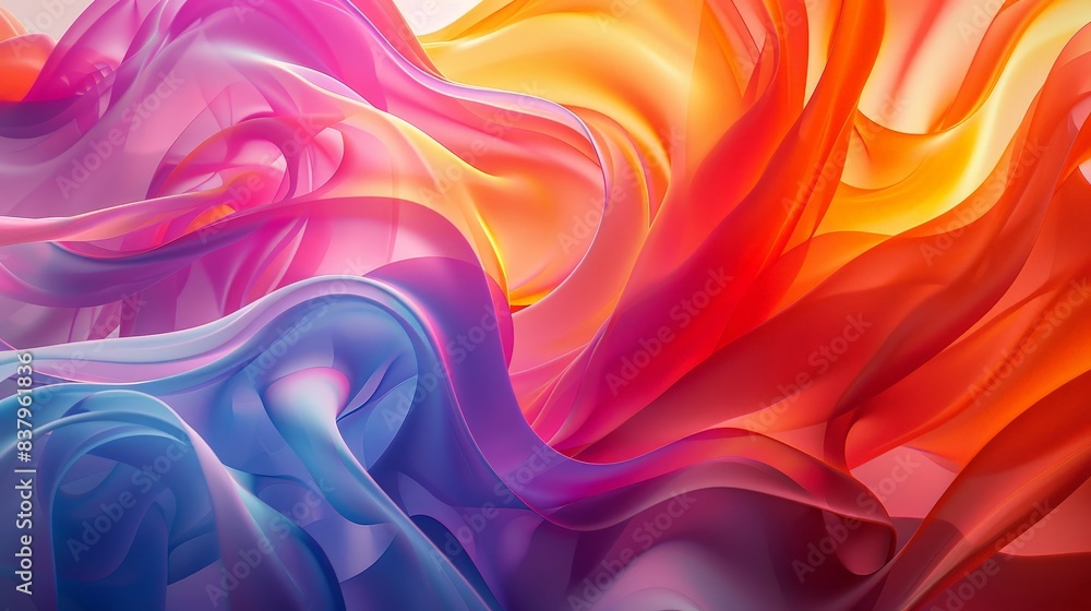 Fototapeta premium Abstract photo of brightly colored fabric swirling in the wind