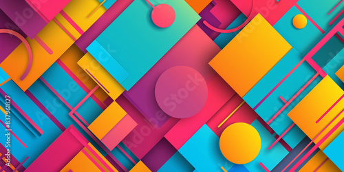 Verschiedene Elemente in bunten leuchtenden Neonfarben Farben als Hintergrundmotiv für Webdesign photo