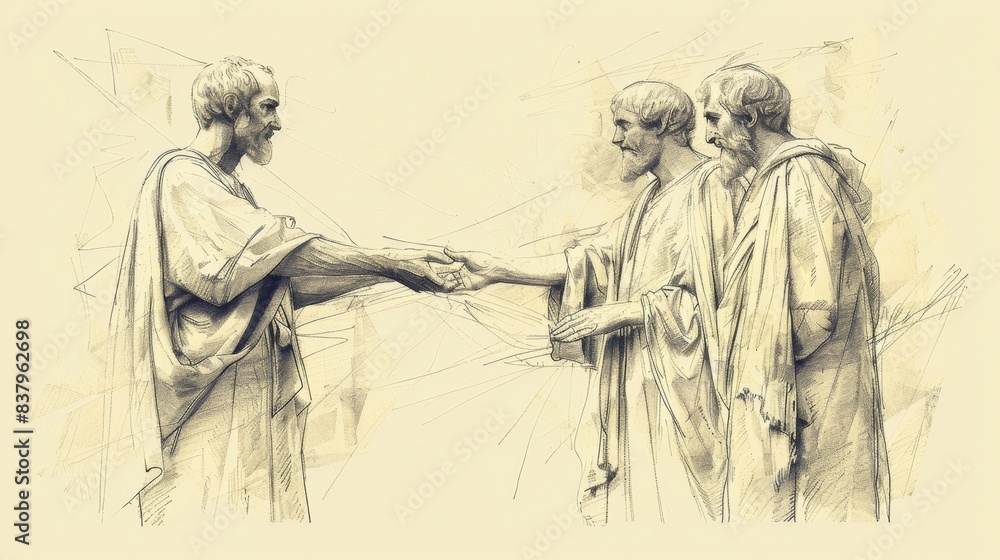 Biblical Illustration of the Parable of the Talents, Servant Burying Talent on Beige Background with Copyspace Biblical Illustration of the Parable of the Talents, Servant Burying Talent on Beige Background with Copyspace