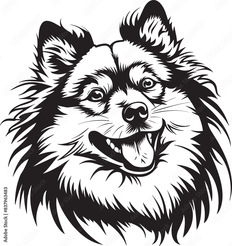 Obraz premium Keeshond dog clipart, Keeshond black vector