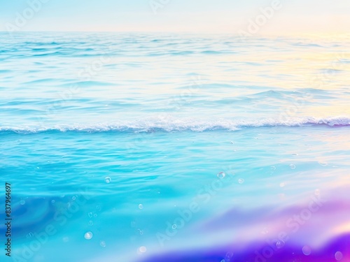 Abstract blur light on the ocean and sea, with a colorful backdrop of clean water in close-up.