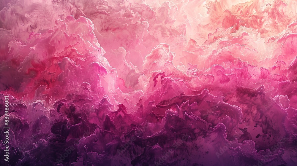 Fototapeta premium An abstract digital art piece featuring swirling clouds of pink and purple hues