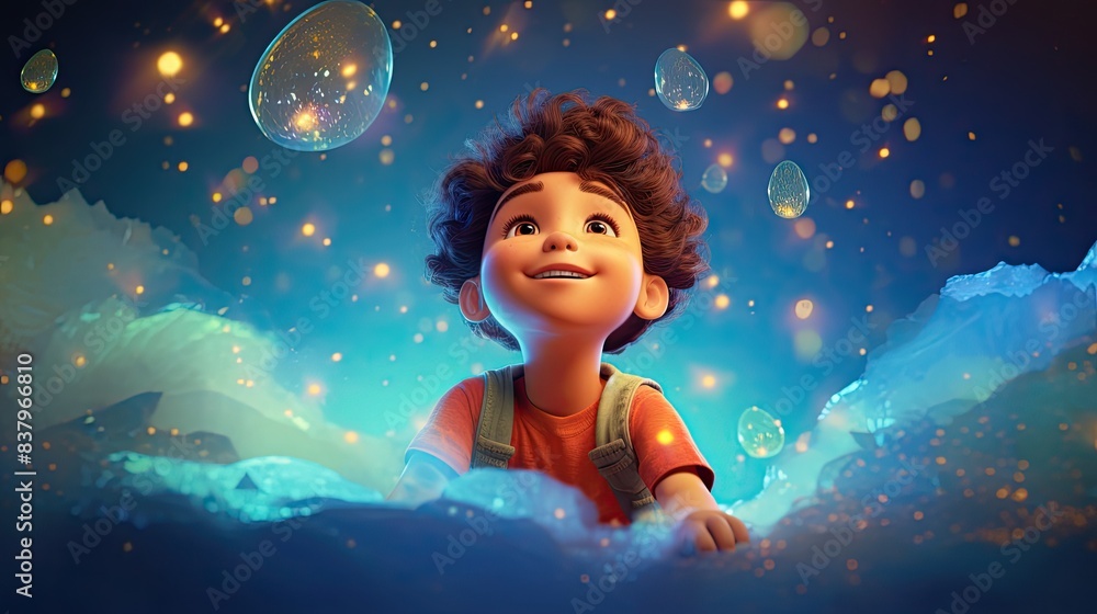 A Boys Dreamy Journey Through a Sky of Bubbles A Boys Dreamy Journey Through a Sky of Bubbles