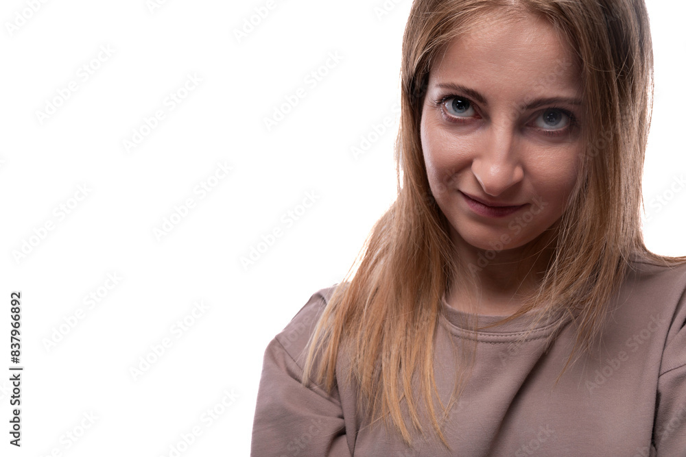 Portrait of a charming blonde adult woman in a casual look Portrait of a charming blonde adult woman in a casual look