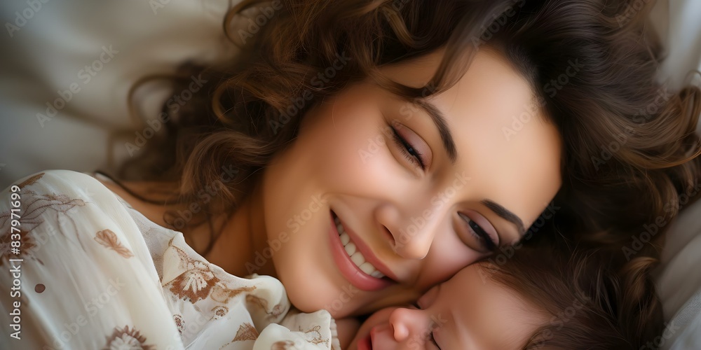 Mother's love and care Happy mother holding sleeping infant at home. Concept Family, Motherhood, Newborn, Love and Care, Happy Home Mother's love and care Happy mother holding sleeping infant at home. Concept Family, Motherhood, Newborn, Love and Care, Happy Home