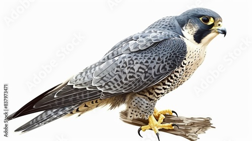 A bird of prey sitting on a tree branch, ready to take flight photo