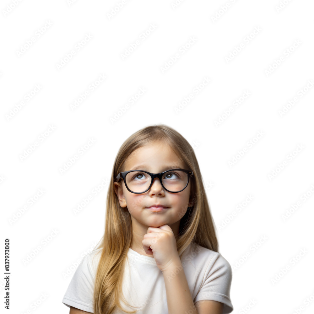 Portrait of a thinking young girl isolated on white background Portrait of a thinking young girl isolated on white background