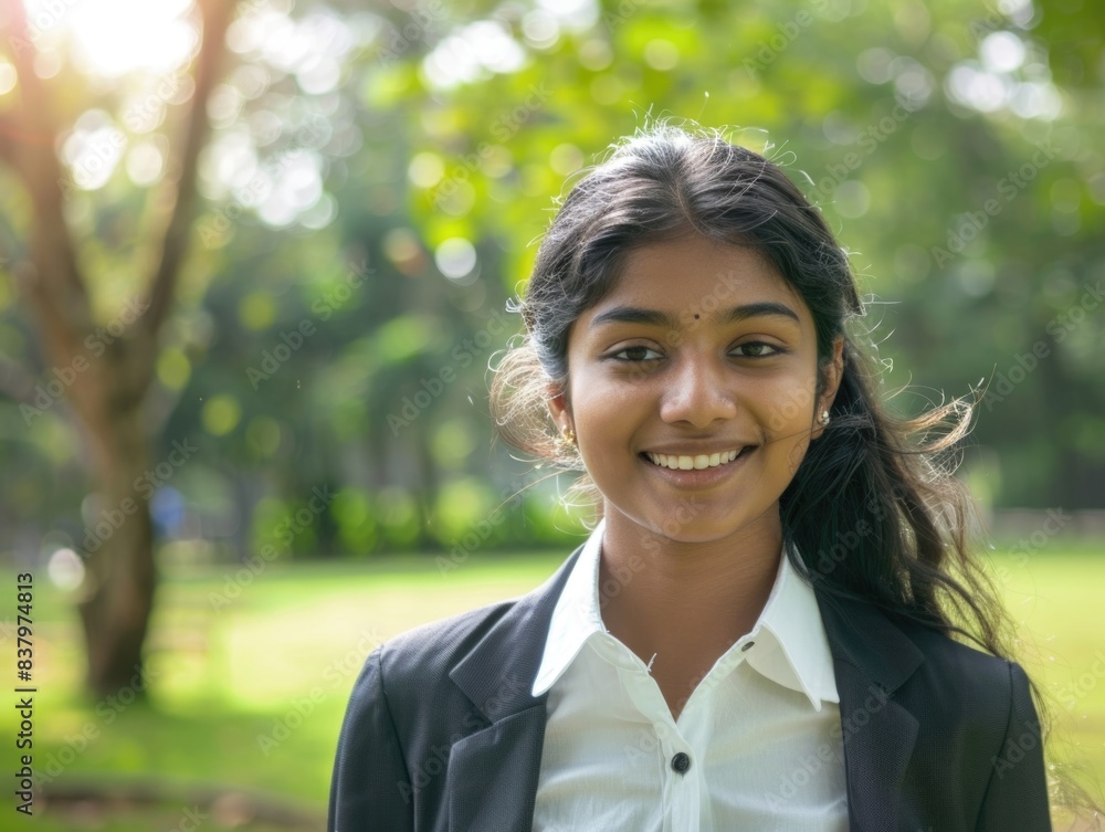 A woman wearing a white shirt and black blazer, suitable for business or professional settings A woman wearing a white shirt and black blazer, suitable for business or professional settings
