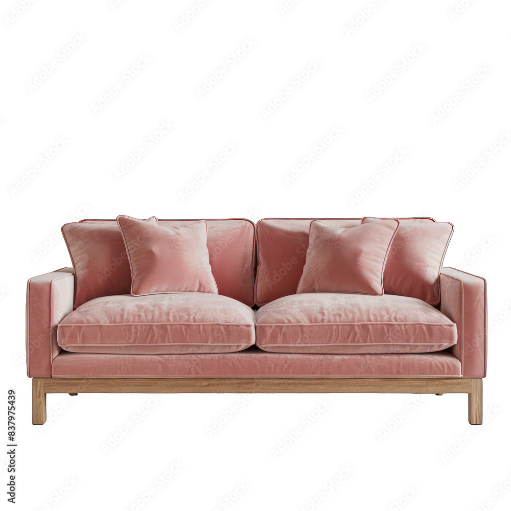 Fototapeta premium PNG Modern lounge sofa pink color mid century living room furniture