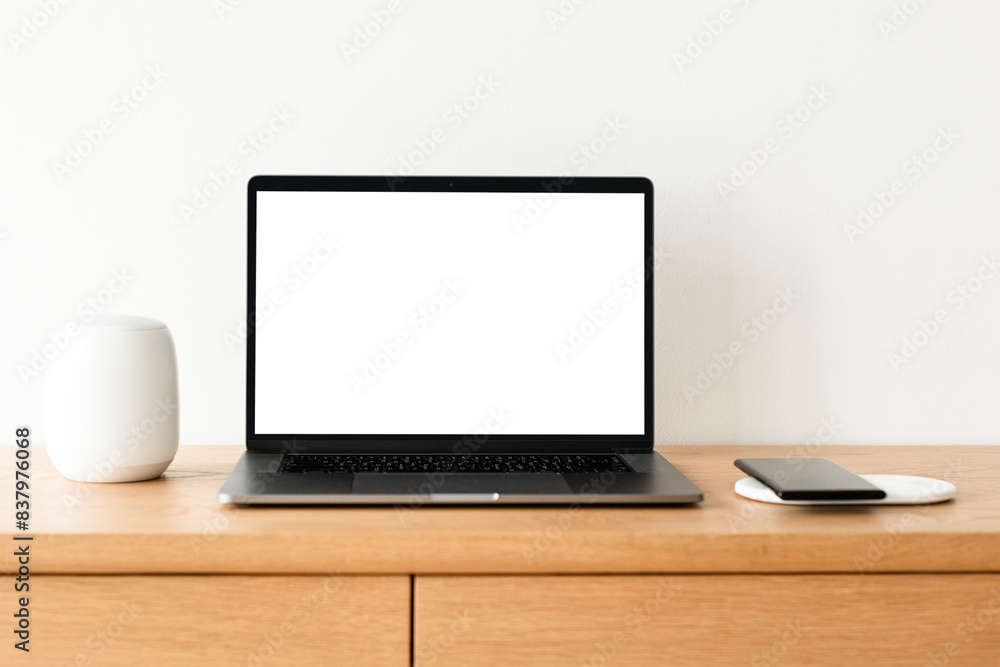 Laptop png screen mockup on a wooden table Laptop png screen mockup on a wooden table