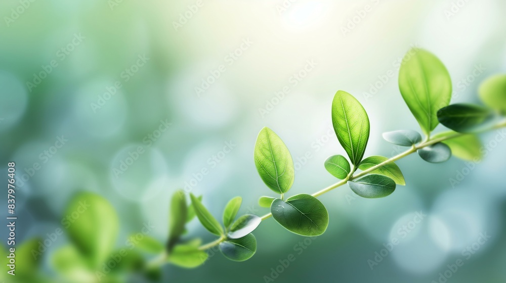 Close-Up of Green Leaves on a Branch Against a Soft Focus Background Close-Up of Green Leaves on a Branch Against a Soft Focus Background