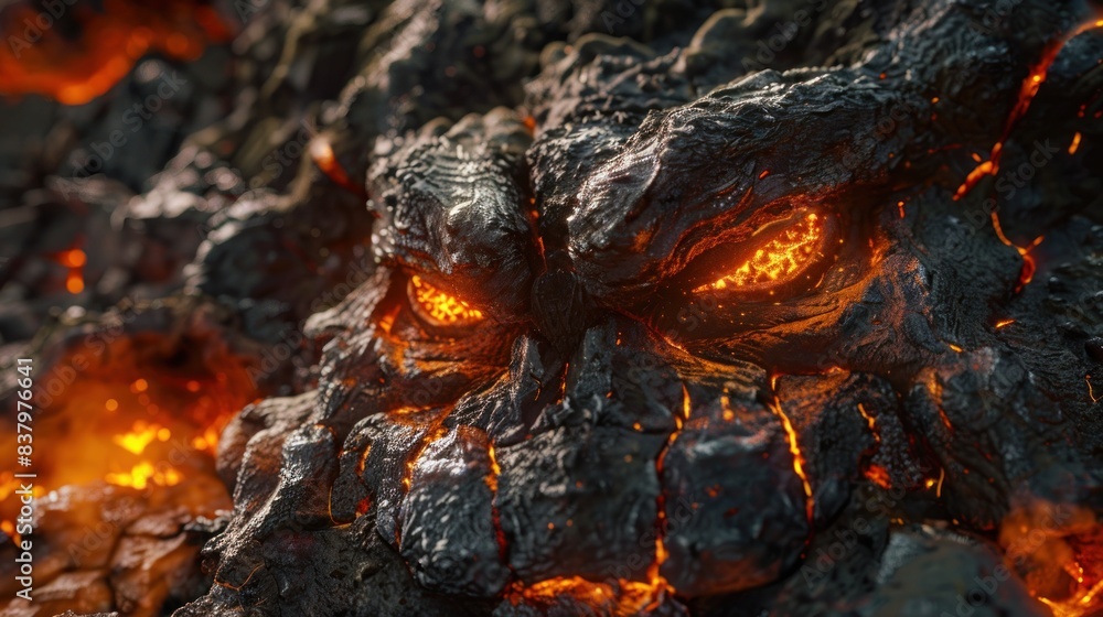 The realistic Molten Magma Roper is a colossal, snake-shaped creature with a rocky exterior covered in molten lava and burning embers. The realistic Molten Magma Roper is a colossal, snake-shaped creature with a rocky exterior covered in molten lava and burning embers.