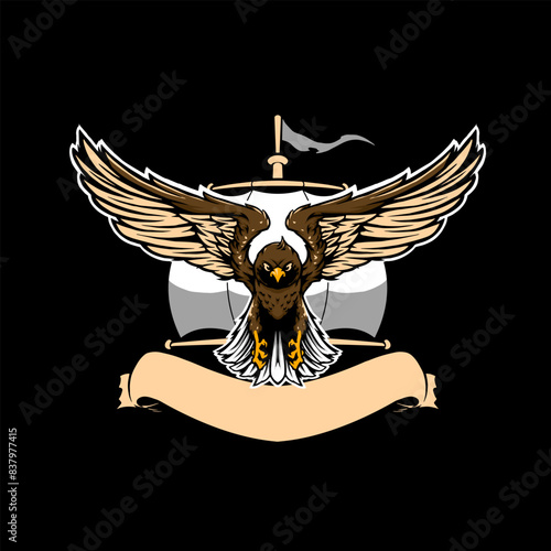 falcons flying mascot with vintage style.eps