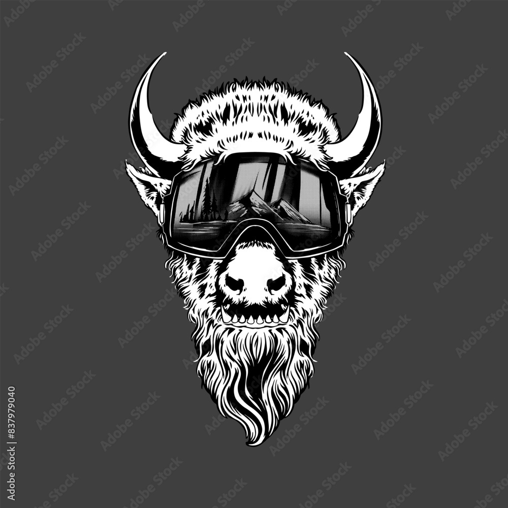 Fototapeta premium monster yeti head with vintage illustration style.eps