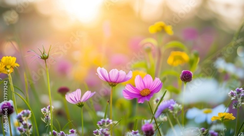 Field of yellow flowers in bloom under blue sky with white clouds