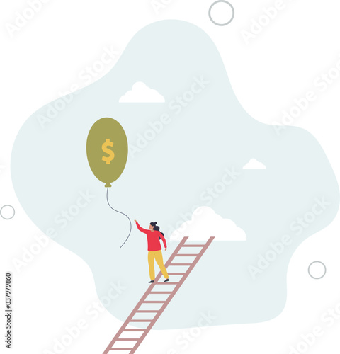Ladder of success, achieving financial goals or investor searching for profit and investment return.flat vector illustration.