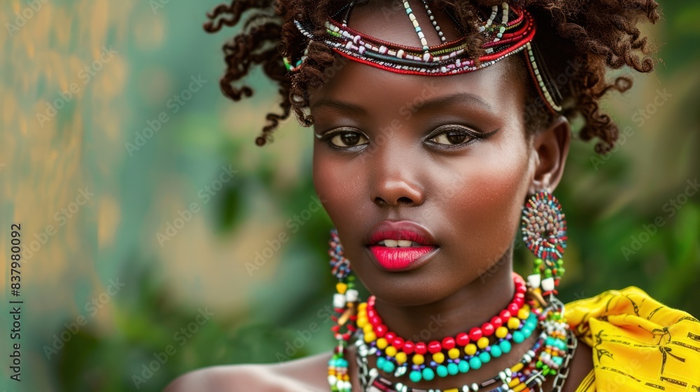 Portrait of muhila woman with hairstyle and necklaces Portrait of muhila woman with hairstyle and necklaces