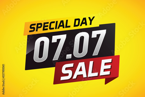 7.7 Special day sale word concept vector illustration with ribbon and 3d style for use landing page, template, ui, web, mobile app, poster, banner, flyer, background, gift card, coupon


