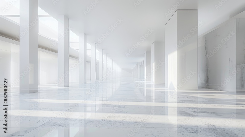 Fototapeta premium Clean white space with a large empty area and a smooth background.