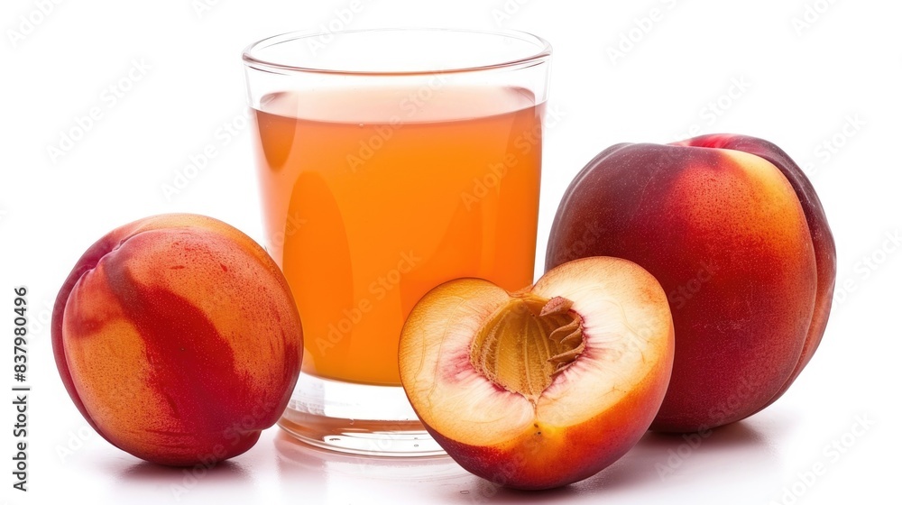 Nectarine Fresh fruits beverage juice or cocktail in glass isolated on white background, Healthy natural product for freshness Nectarine Fresh fruits beverage juice or cocktail in glass isolated on white background, Healthy natural product for freshness