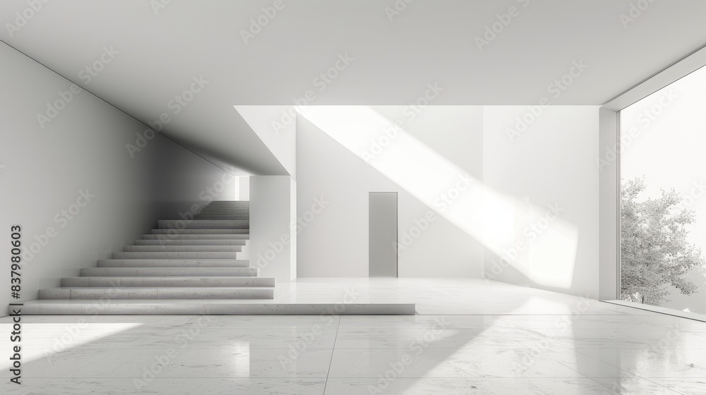 Fototapeta premium Clean white space with a large empty area and a smooth background.