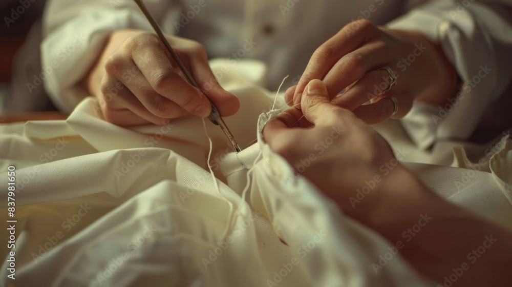 Sewn by the hands of a tailor. Sewn by the hands of a tailor.