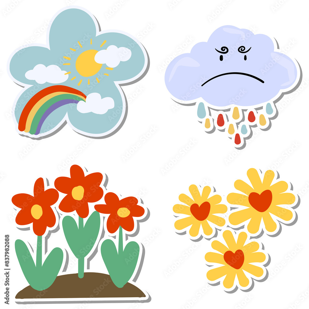 Cute natural doodle design element set Cute natural doodle design element set