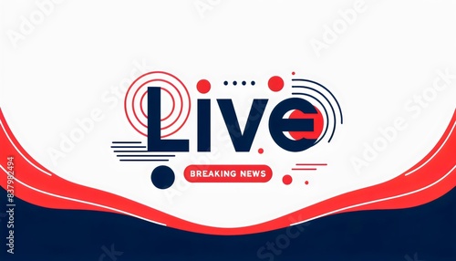 he essence of modern news broadcasting. It features a dynamic, abstract graphic styled in shades of blue and red with the word 