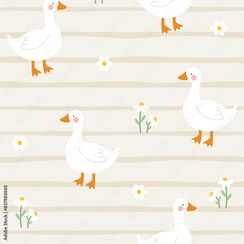 Obraz premium Swan Seamless Pattern, Vector illustration background